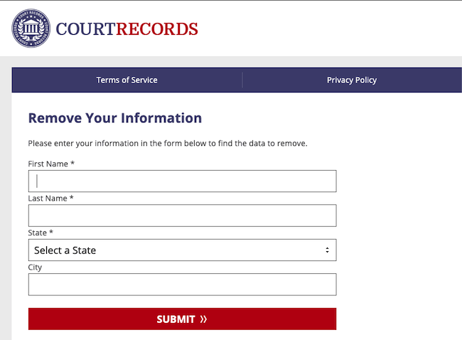 courtrecords.org website