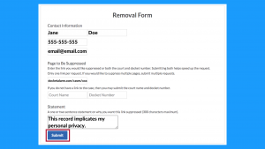 DocketAlarm.com Record Removal Form - Submit