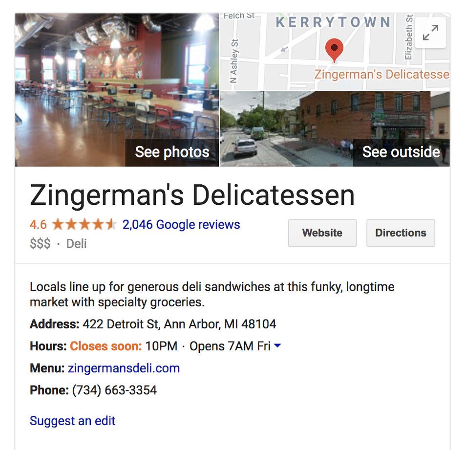 An example result for how to delete Google reviews
